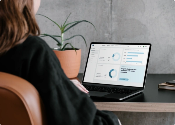 Woman looking at an application dashboard